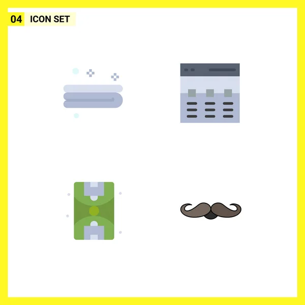 Set Commercial Flat Icons Pack Clean Life Communication Image Moustache — Vector de stock