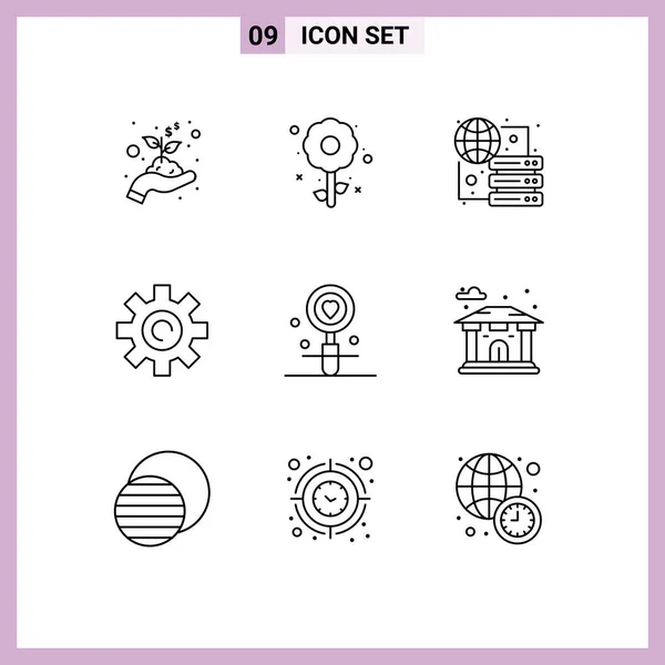 Creative Icons Modern Signs Sysymbols Love Date Global User Interface — Vector de stock