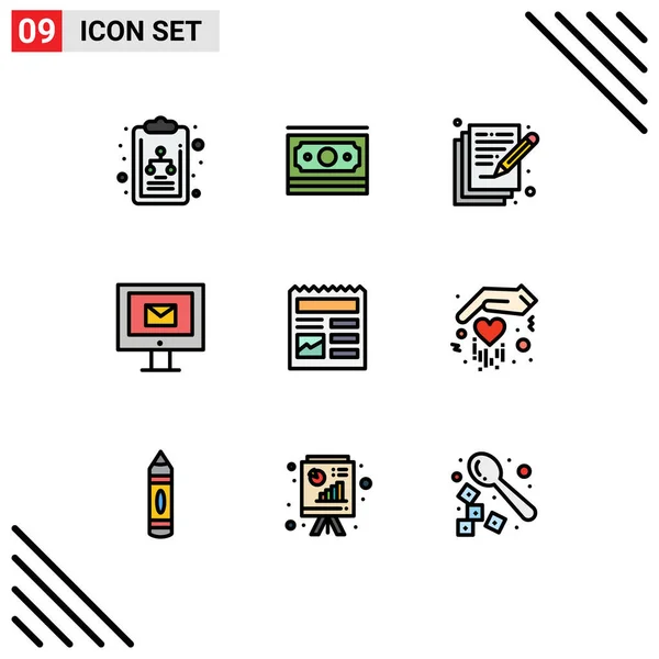Set Modern Icons Sysymbols Signs Document Art Service Mail Editable — Archivo Imágenes Vectoriales