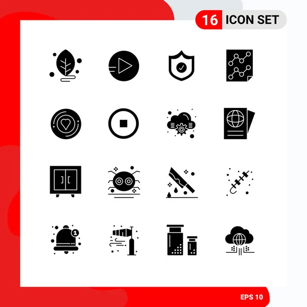 Stock Vector Icon Pack Line Signs Symbols Sticker Heart Shield — Stock Vector