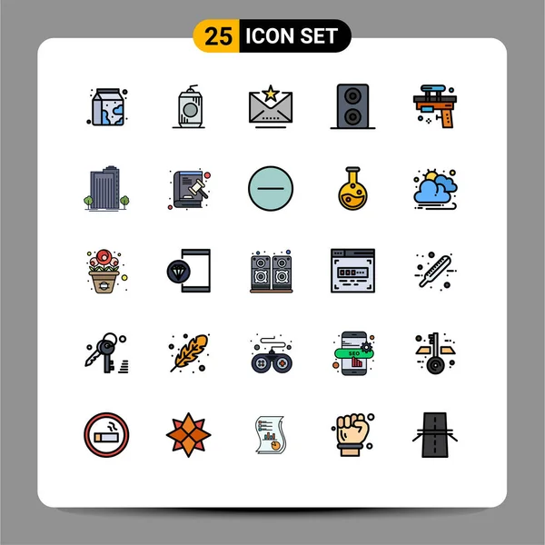 Set Modern Icons Sysymbols Signs Water Summer Email Gun Speakers — Archivo Imágenes Vectoriales