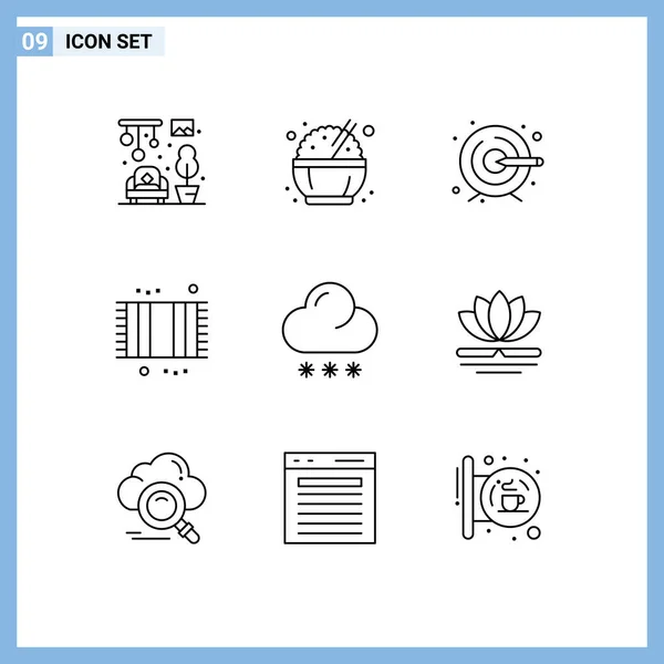 Stock Vector Icon Pack Line Signs Symbols Weather Forecast Target — Stock Vector