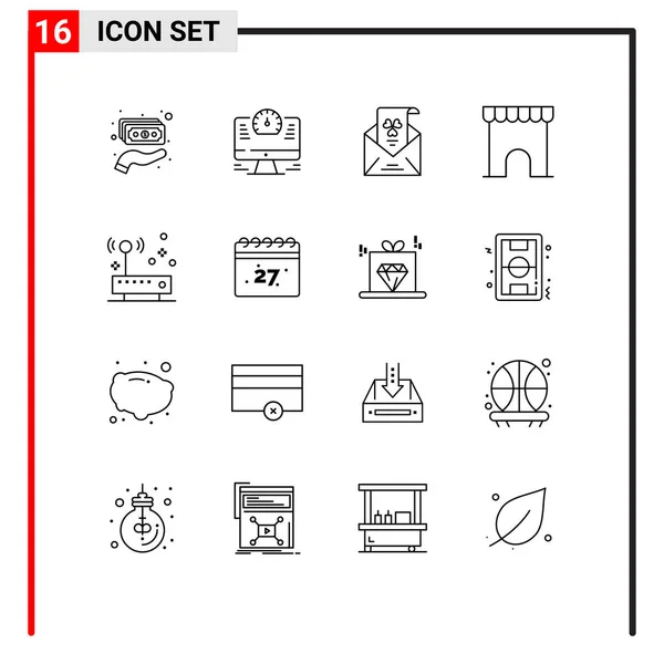 16现代标志和连接符号 机构建设 可编辑向量设计元素用户界面概述包 — 图库矢量图片
