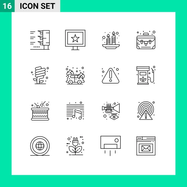 Mobile Interface Outline Set Pictograms Green Environment India Ecology Suitcase — Archivo Imágenes Vectoriales