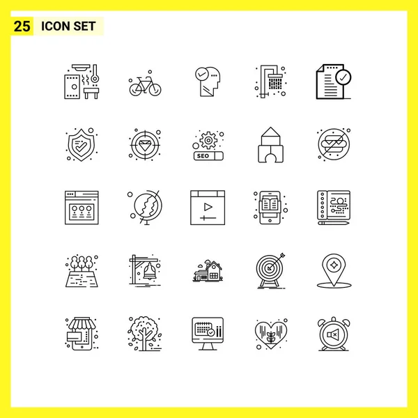 25现代标志和文件符号的用户界面行包 淋浴可编辑矢量设计元素 — 图库矢量图片