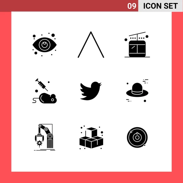 Mobile Interface Solid Gyph Set Pictograms Hat Social Regular Network — Vector de stock