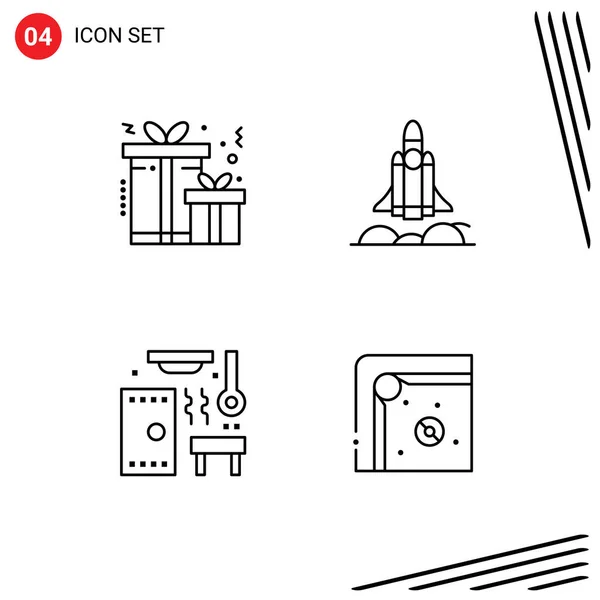 Vector Stock Icon Pack Líneas Señalización Símbolos Para Bautizos Sauna — Vector de stock