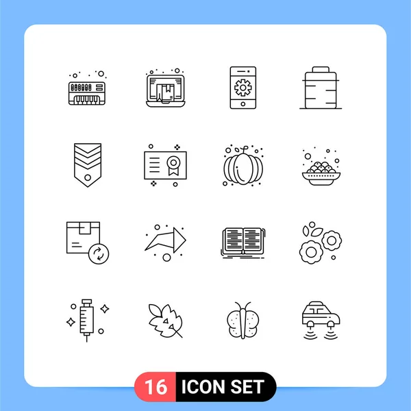 Creative Icons Modern Signs Sysymbols Giving Food Online Pan Settings — Vector de stock