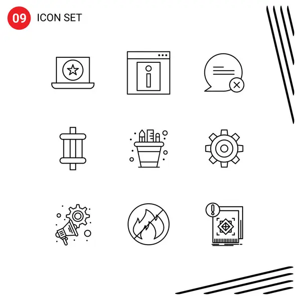 전형적 Vector Outlines Editable Symbols Business Component Web Page Car — 스톡 벡터