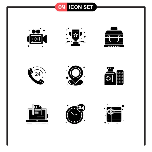 Stock Vector Icon Pack Line Signs Symbols Map Holder Box — Stock Vector