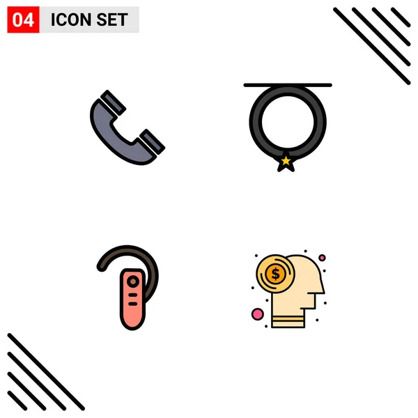 Mobile Interface Filledline Flat Color Set Pictograms Call Bluetooth Fashion — 스톡 벡터