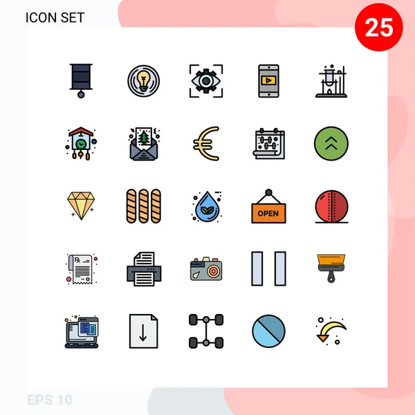 Set Modern Icons Sysymbols Signs Video Mobile Idea Application View — Vector de stock