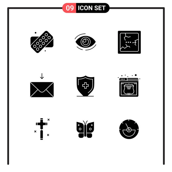 Universal Icon Symbols Group Modern Solid Glyphen Sign Receive See — Stockvektor