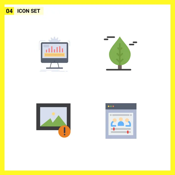 Pictograma Conjunto Ícones Planos Simples Painel Imagem Monitoramento Canada Página — Vetor de Stock