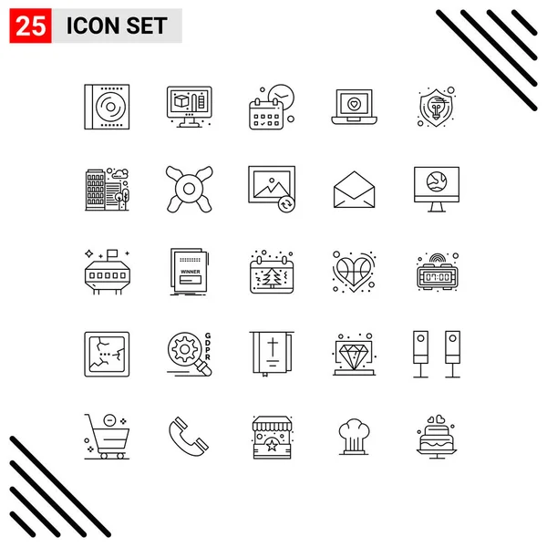 Stock Vector Icon Pack Line Segni Simboli Creativo Cuore Calendario — Vettoriale Stock