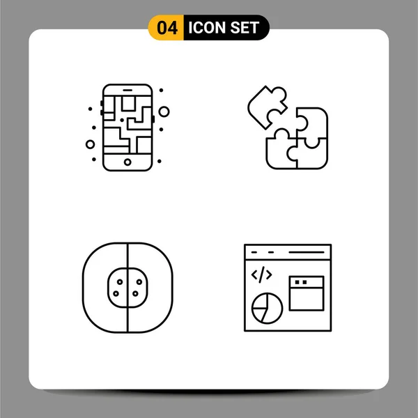 User Interface Line Pack Modernos Signos Símbolos Mapa Biología Ruta — Vector de stock