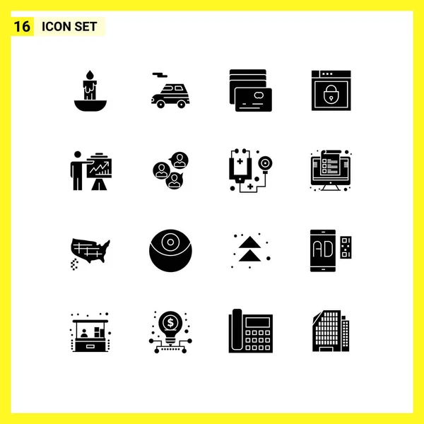 Universal Icon Symbols Group Modern Solid Glyphs Chart Arrow Card — Vetor de Stock