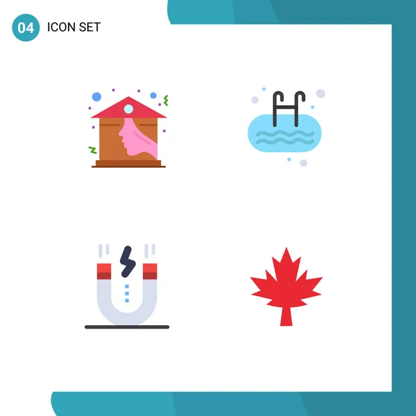 Thematic Vector Flat Icons Editable Sysymbols Home Creative Roof Pool — Vector de stock