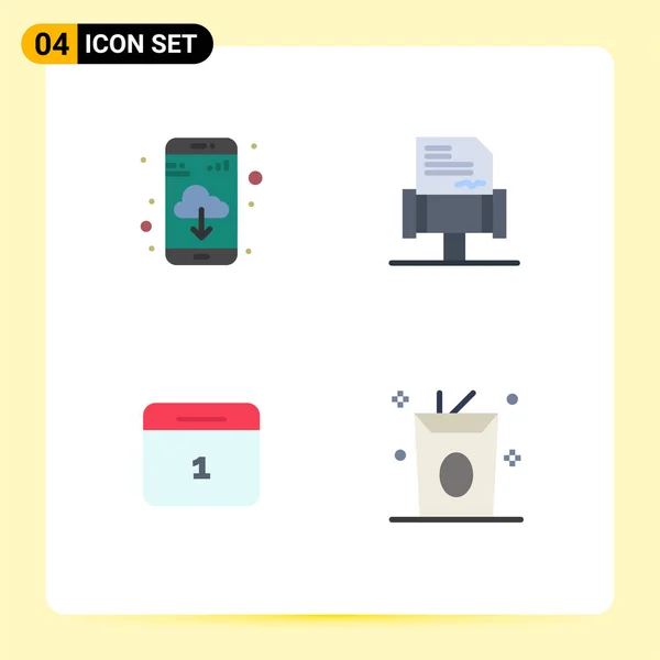 Editable Vector Line Pack Simple Flat Icons App Day Book — Stock Vector
