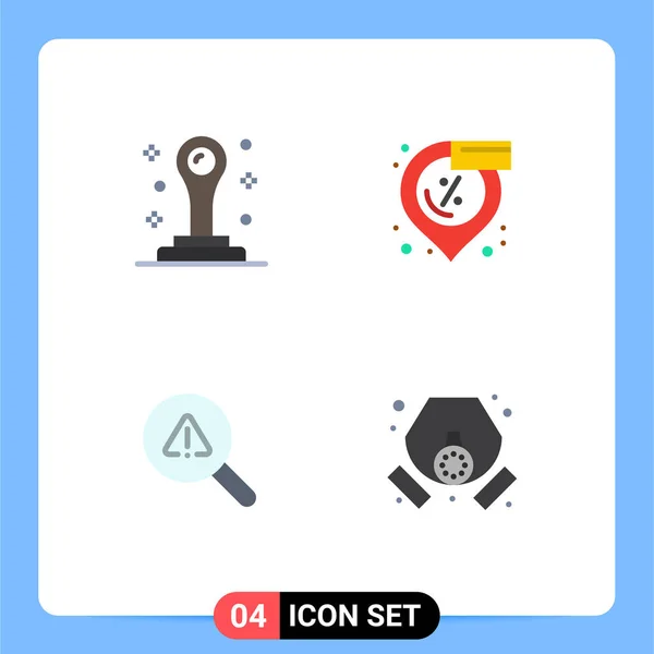 Mobile Interface Flat Icon Set Mit Piktogrammen Für Büro Ansicht — Stockvektor