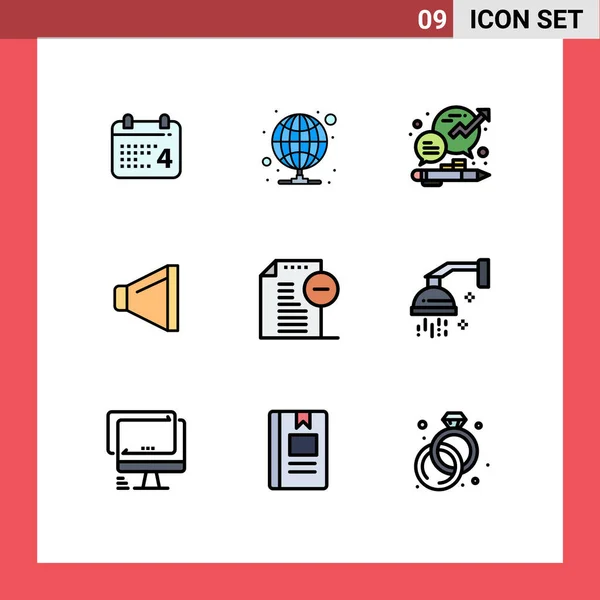 User Interface Filledline Flat Color Pack Modern Signs Sysymbols Documents — Vector de stock