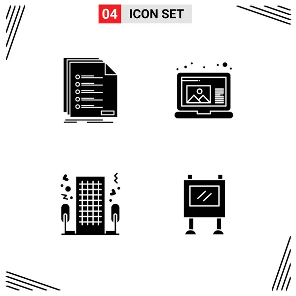 User Interface Pack Basic Solid Glyphs Check Hotel Listing Draw — Stock Vector