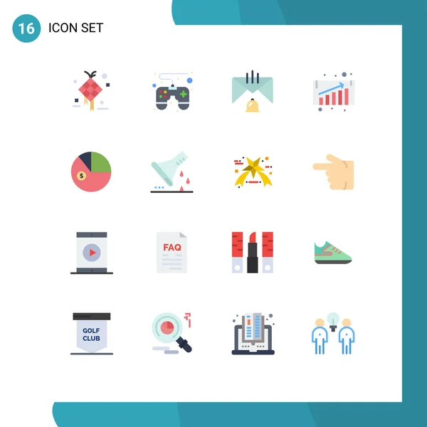 Universal Flat Color Signs Symbols Data Sales Bell Chart Help — Stock Vector