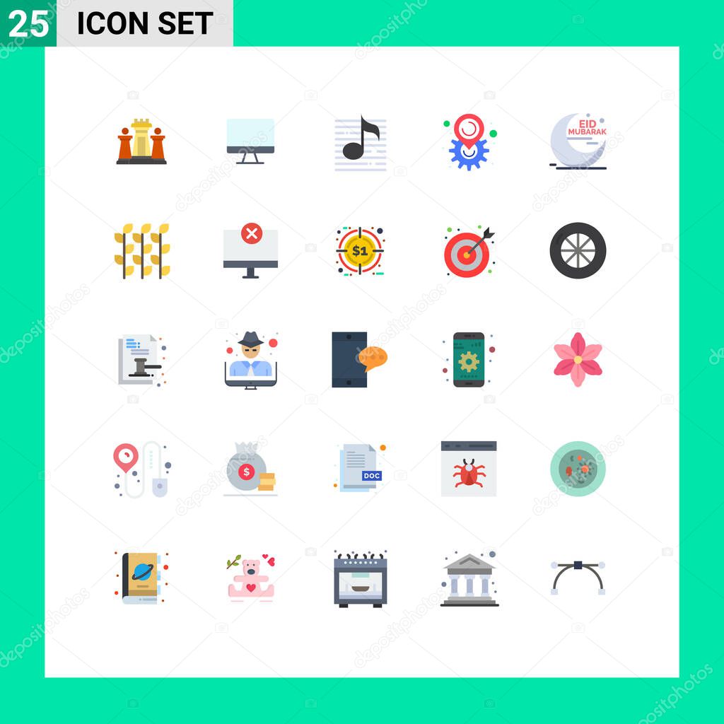 25 Creative Icons Modern Signs and Symbols of setting, location, hardware, gear, sound Editable Vector Design Elements