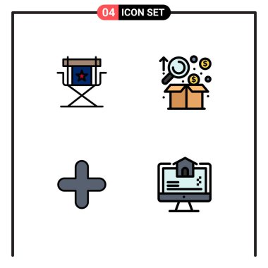 Sandalye, ürün, yıldız, iş, yeni Düzenlenebilir Vektör Tasarım Elemanları için 4 Vektör Dosyasının Izgaradaki Düz Renkleri kümesi