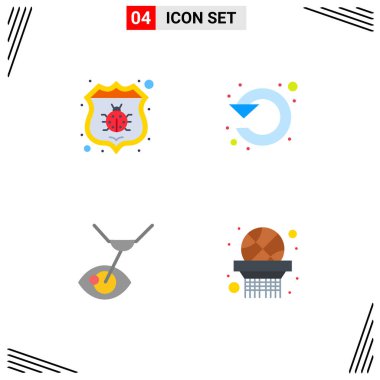 4 Evrensel antivirüs sembolü Düz Simge Paketi, göz ameliyatı, güvenlik, sol, lazer cerrahi düzenlenebilir vektör tasarım elementleri