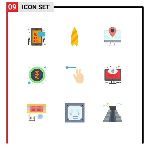 Vector Stock Icon Pack Líneas Signos Símbolos Para Izquierda Dedos — Vector de stock