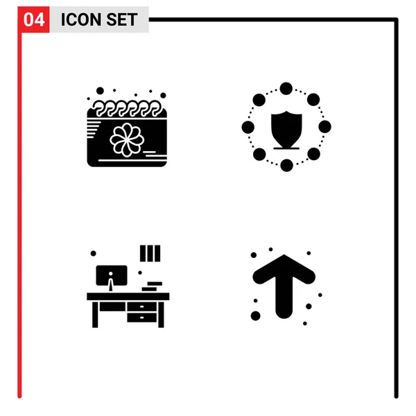 Glifo Sólido Universal Señala Símbolos Calendario Oficina Primavera Protección Flecha — Archivo Imágenes Vectoriales