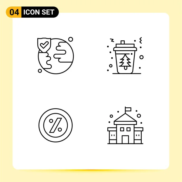 Creative Icons Современные Знаки Символы Мира Проценты Кофе Горячая Здание — стоковый вектор