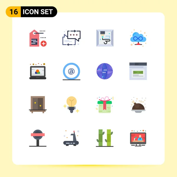 Creative Icons Modern Jelek Szimbólumok Mail Képernyő Nyomtatás Laptop Színes — Stock Vector