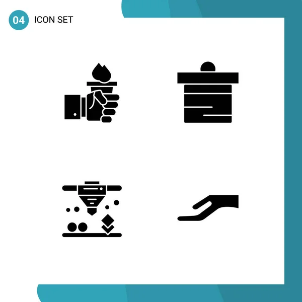 Universal Solid Glyphs Set Web Mobile Applications Business Trykk Lederskap – stockvektor