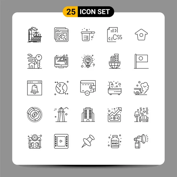 Universal Icon Symbols Gruppo Linee Moderne Sviluppo Css Web Codifica — Vettoriale Stock