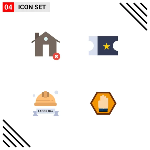 Modern Set Flat Icons Symbols Buildings Hard Hat Estate Ticket — Stock Vector