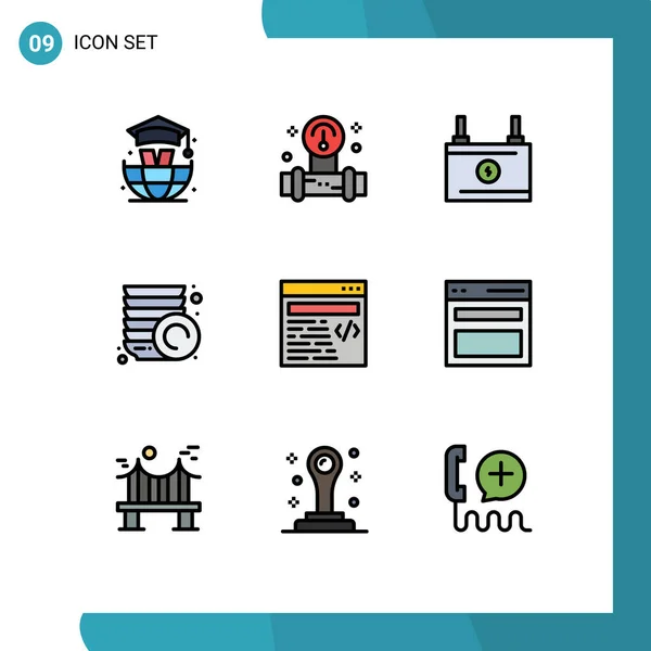 Conjunto Icones Modernos Símbolos Sinais Para Comunicação Design Bateria Web — Vetor de Stock