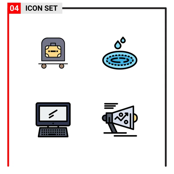 Universal Icon Symbols Group Modern Filledline Flat Colors Hotel Monitor —  Vetores de Stock