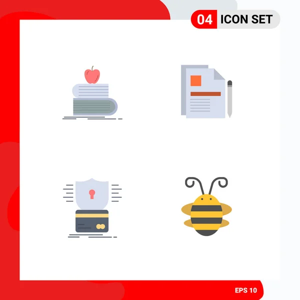 Flat Icon Pack Universal Symbols Back School Sign Contract Books — Stockový vektor