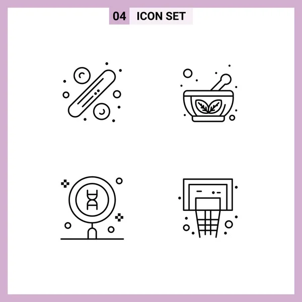 Set Modern Icons Sysymbols Signs Percentage Dna Tag Herbal Bowl — Vector de stock