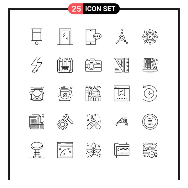 25行符号和符号的库存向量包 用于相机 可编辑向量设计元素 — 图库矢量图片