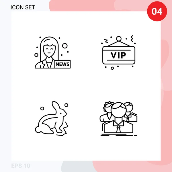 전형적 Vector Filledline Flat Colors Editable Symbols Female Anchor Easter — 스톡 벡터