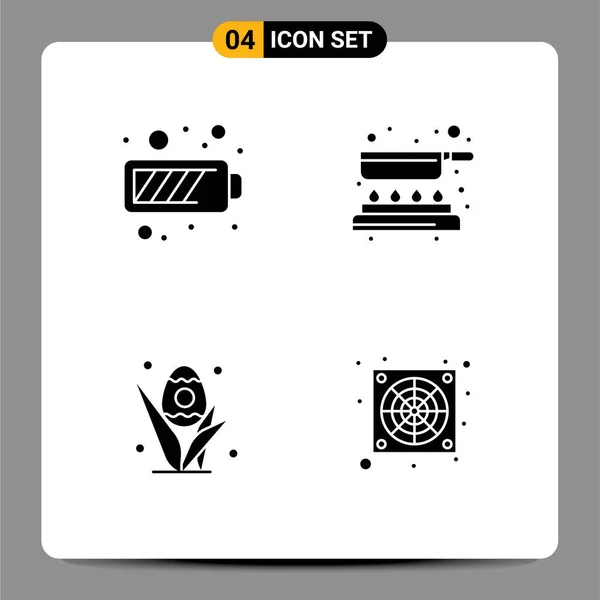 Creative Icons Modern Jelek Szimbólumok Akkumulátor Energia Serpenyő Húsvét Szerkeszthető — Stock Vector