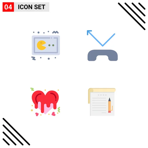 Stock Vector Icon Pack Line Signs Symbols Pac Man Heart — 스톡 벡터