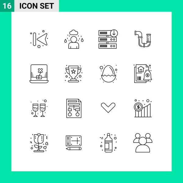 Universal Icon Symbols Group Modern Outlines Computer Water Download Tools — Stock Vector
