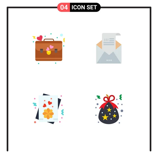 Pack Iconos Color Creativos Bolsa Tarjeta Amor Saludo Los Elementos — Vector de stock