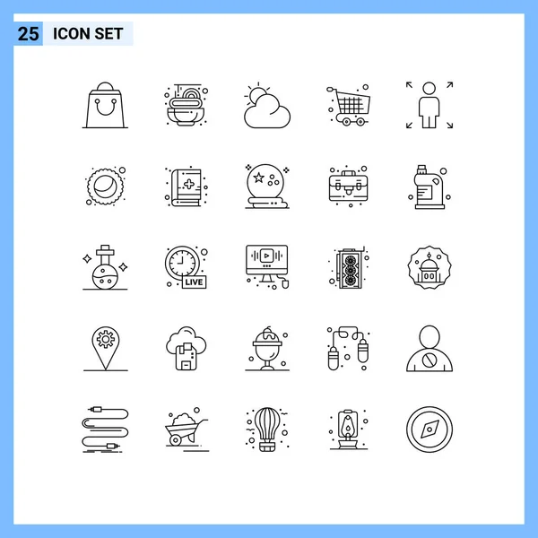 Universal Icon Symbols Group Modern Lines Moon Person Cart Opportunity — Vetor de Stock