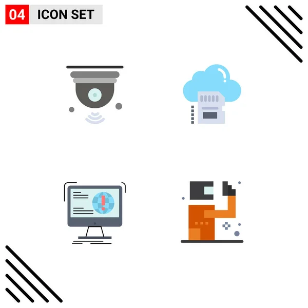 Pictogram Set Simple Flat Icons Camera Archive Iot Card Content — Stock Vector