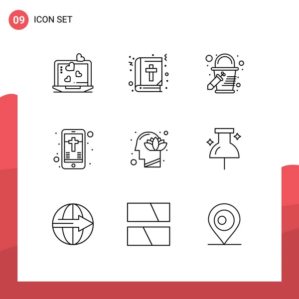 Vector Stock Icon Pack Líneas Señales Símbolos Para Humanos Armonía — Vector de stock